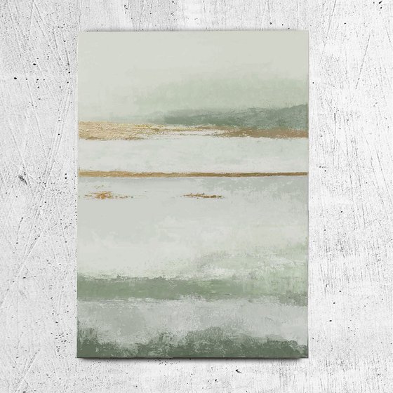 "Olive Placidity" Sage green abstract art