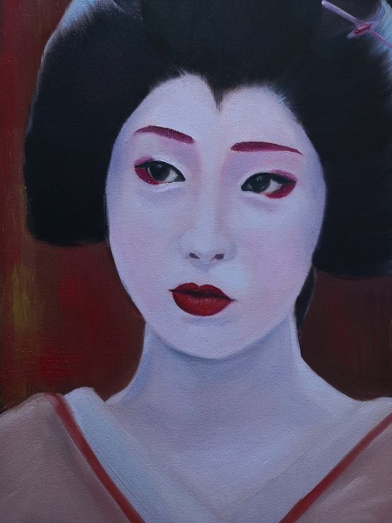 Amazement in her eyes, Portrait of Geisha in kimono number 8