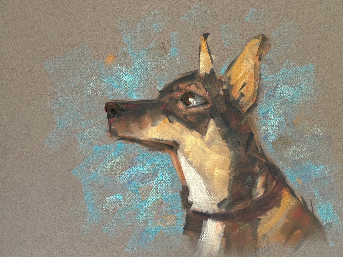 Expressive Animal Pastel Drawing By Deke Wightman, 16 X 12, Beyond Faithful, Original Artwork