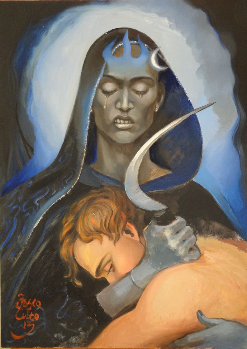 Surrealistic Oil Painting , Death As A Lover By Fosco Culto, 20 X 28, Artwork For Sale On Artfinder