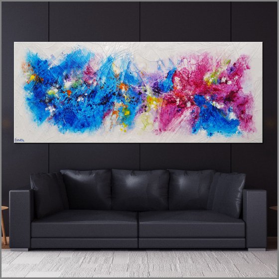 Bouquet Spirit 200cm x 80cm Colourful Abstract Art