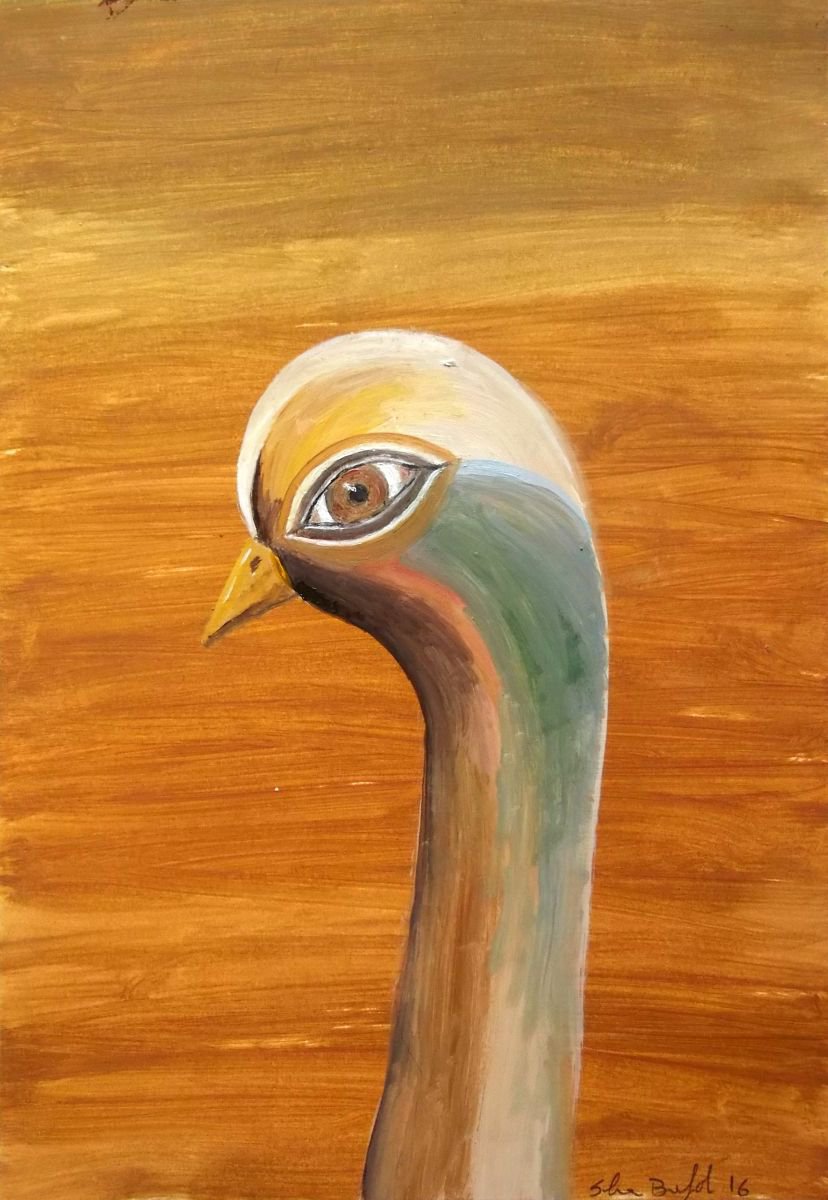 The colorful goose - oil on paper by Silvia Beneforti