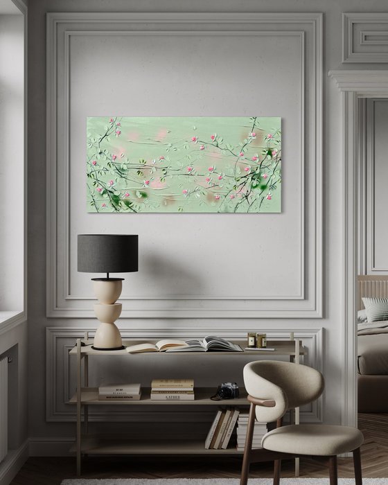 “Sweet Vibes” textured landscape format floral artwork
