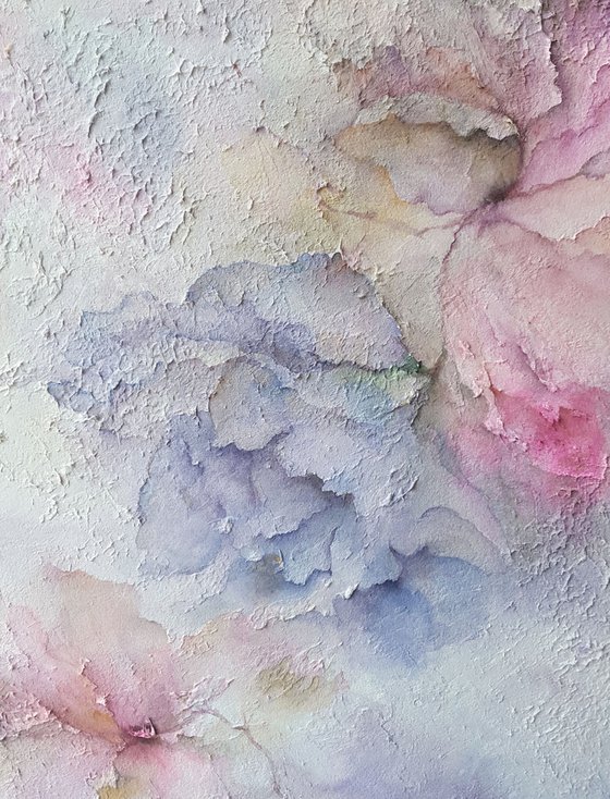 Textured impasto floral painting Сolourful dreams