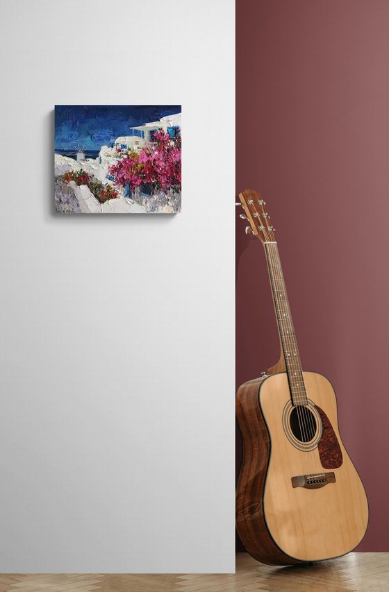 Bougainvillea in Santorini, Greece