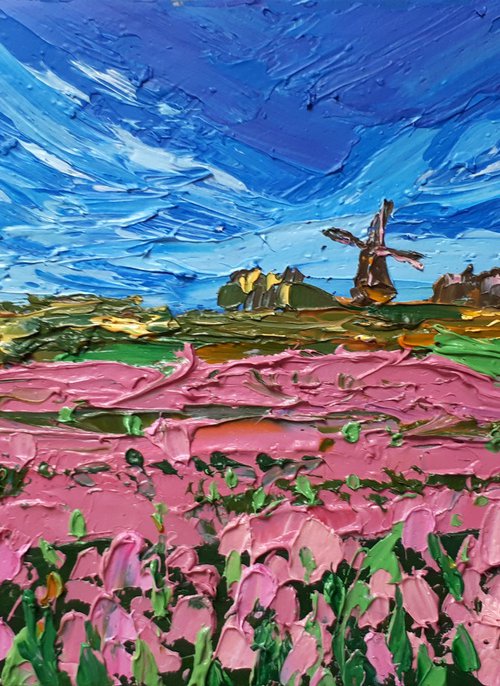 Tulip Fields V... / FROM MY A SERIES OF MINI WORKS LANDSCAPE by Salana Art Gallery