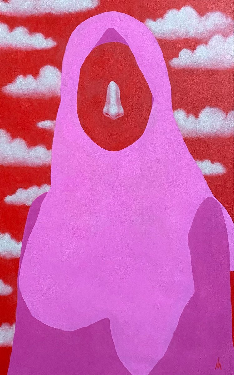 Surrealistic Portrait Acrylic Painting By Margarita Ivanova, 20 X 31", Blood Matters, Original Artwork