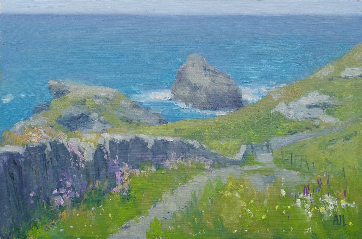 Impressionistic Landscape Oil Painting By Alex James Long, 12 X 8, Coast, Boscastle, Cornwall, Original Artwork