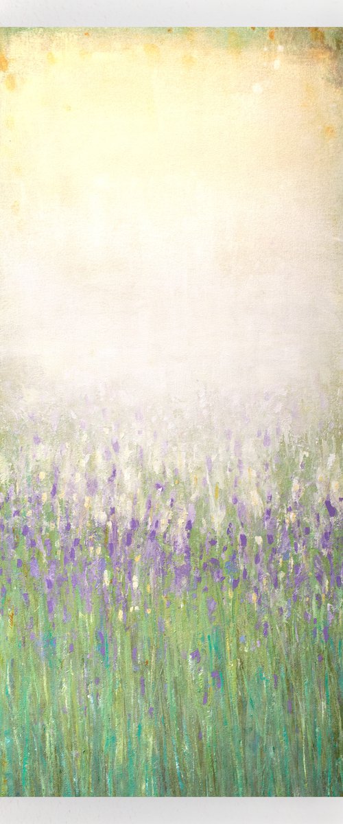 Spring Lavender 220624, green and white abstract color field. by Don Bishop