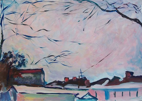 Winter sky. Acrylic on paper. 43 x 35.5 cm