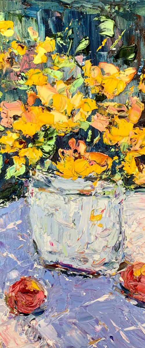 Still Life with Flowers and Fruit by Vilma Gataveckienė