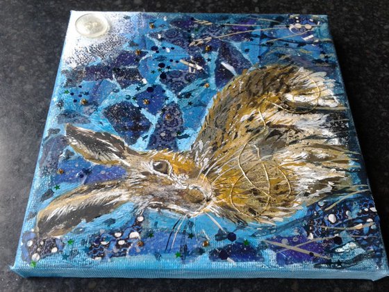 Hare and pearly moon