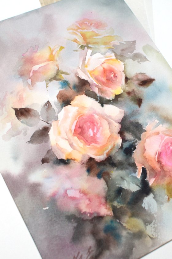 Light autumn roses