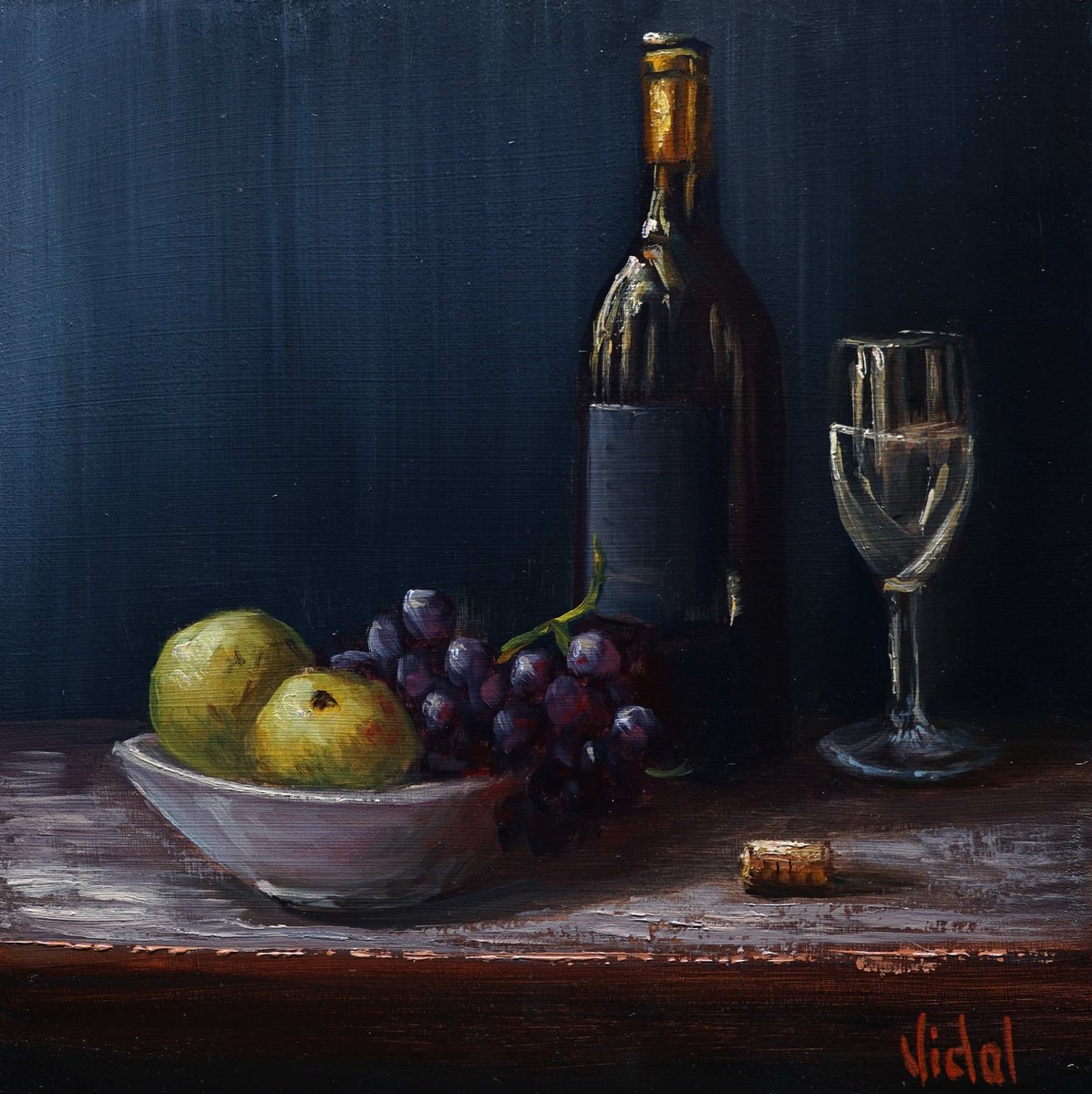 Impressionistic Still Life Oil Painting By Christopher Vidal, 13 X 13, Fruit Of The Vine, Original Artwork