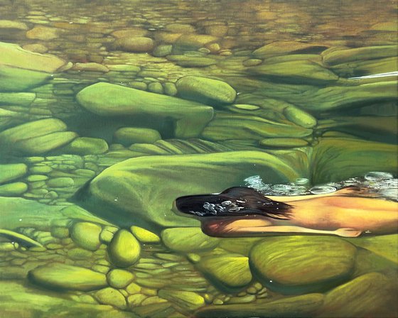 Woman underwater. Summer