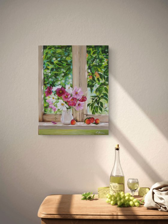 Pink Cosmos Flower Still Life