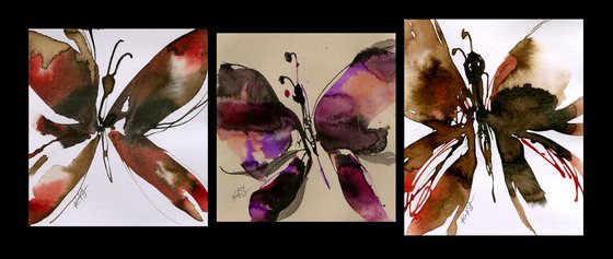 Butterfly Joy 2020 Collection 4 - 3 Paintings by Kathy Morton Stanion