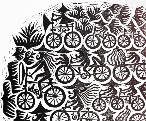 Bicycle Linocut print