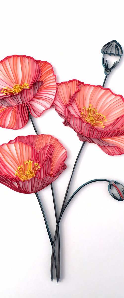 The poppies (paper art) by Priyanka Sagar