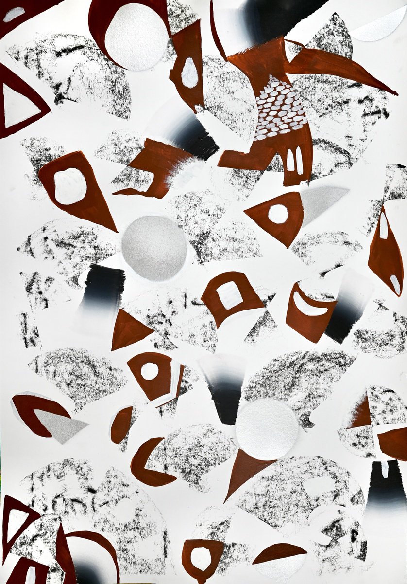 Abstract Charcoal Drawing By Sumit Mehndiratta, 17 X 24", Illustration 439, Original Artwork