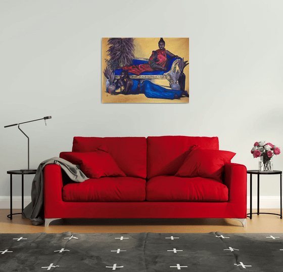 Portrait painting of two beautiful woman