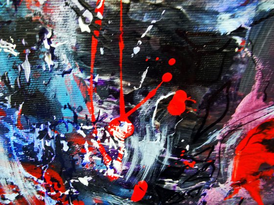 Deep purple and red enigmatic dark gothic abstract gestural abstract painting still life by O Kloska