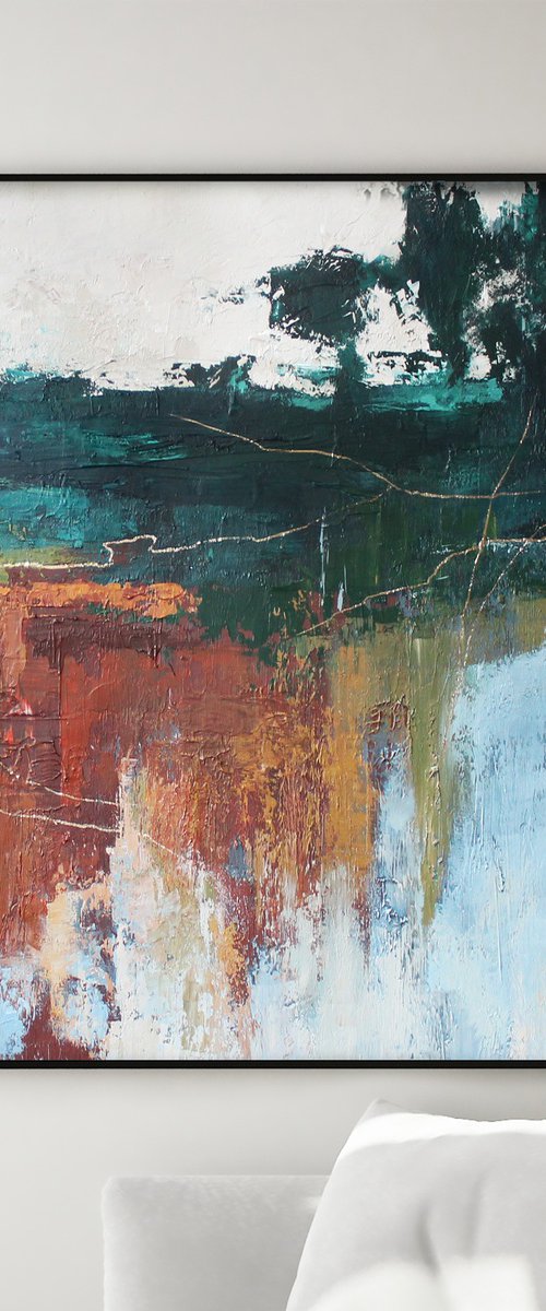 "Northern forest 2" Abstract green nature art by Solomia