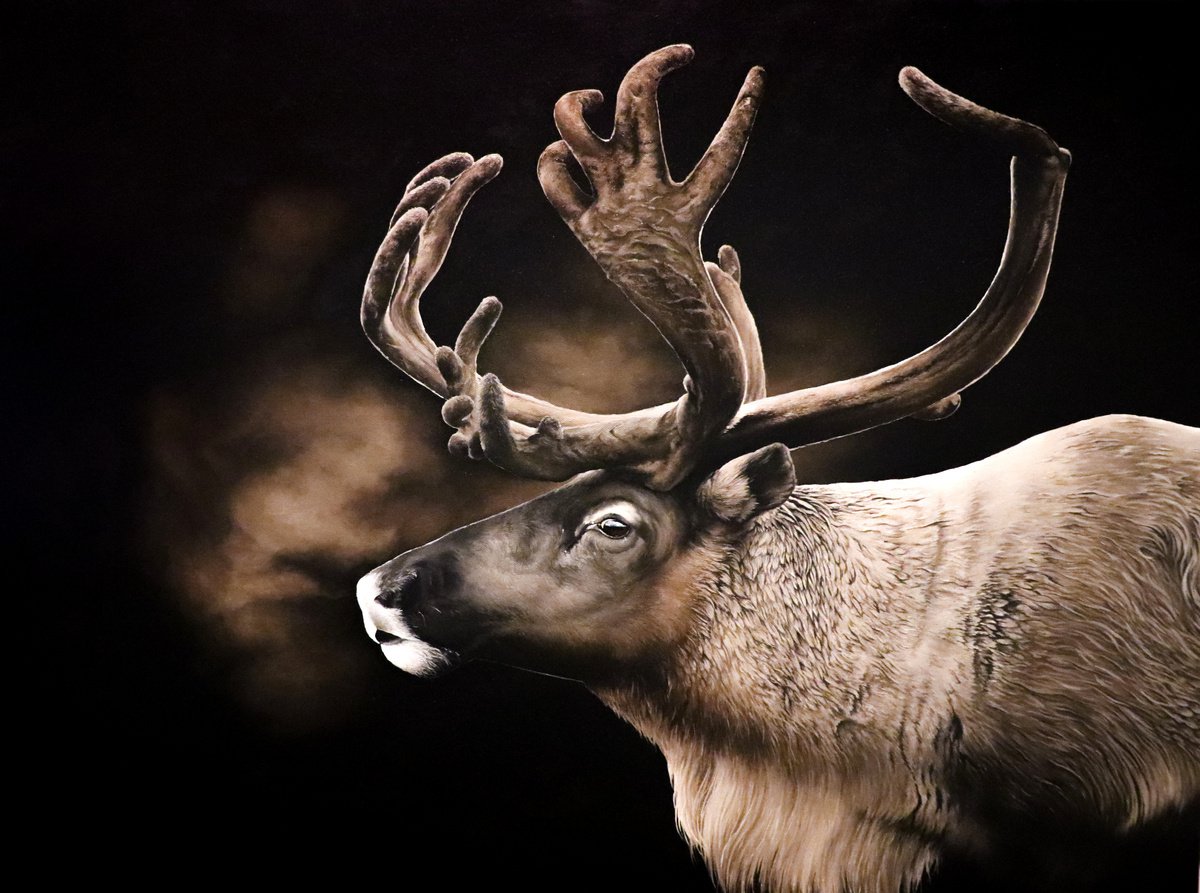 Photorealistic Animal Oil Painting By Milie Lairie, 42 X 31", Inquietude, Original Artwork