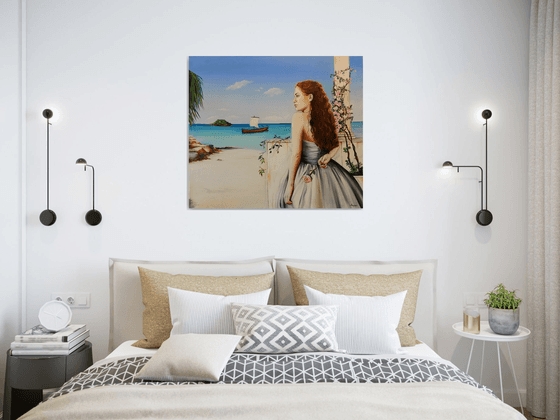 Orizzonte - landscape - sea - portrait -original painting