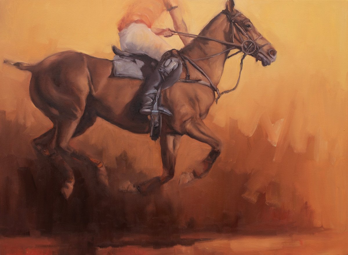 Expressive Animal Oil Painting By Zil Hoque, 38 X 28", Centaur Iii, Original Artwork