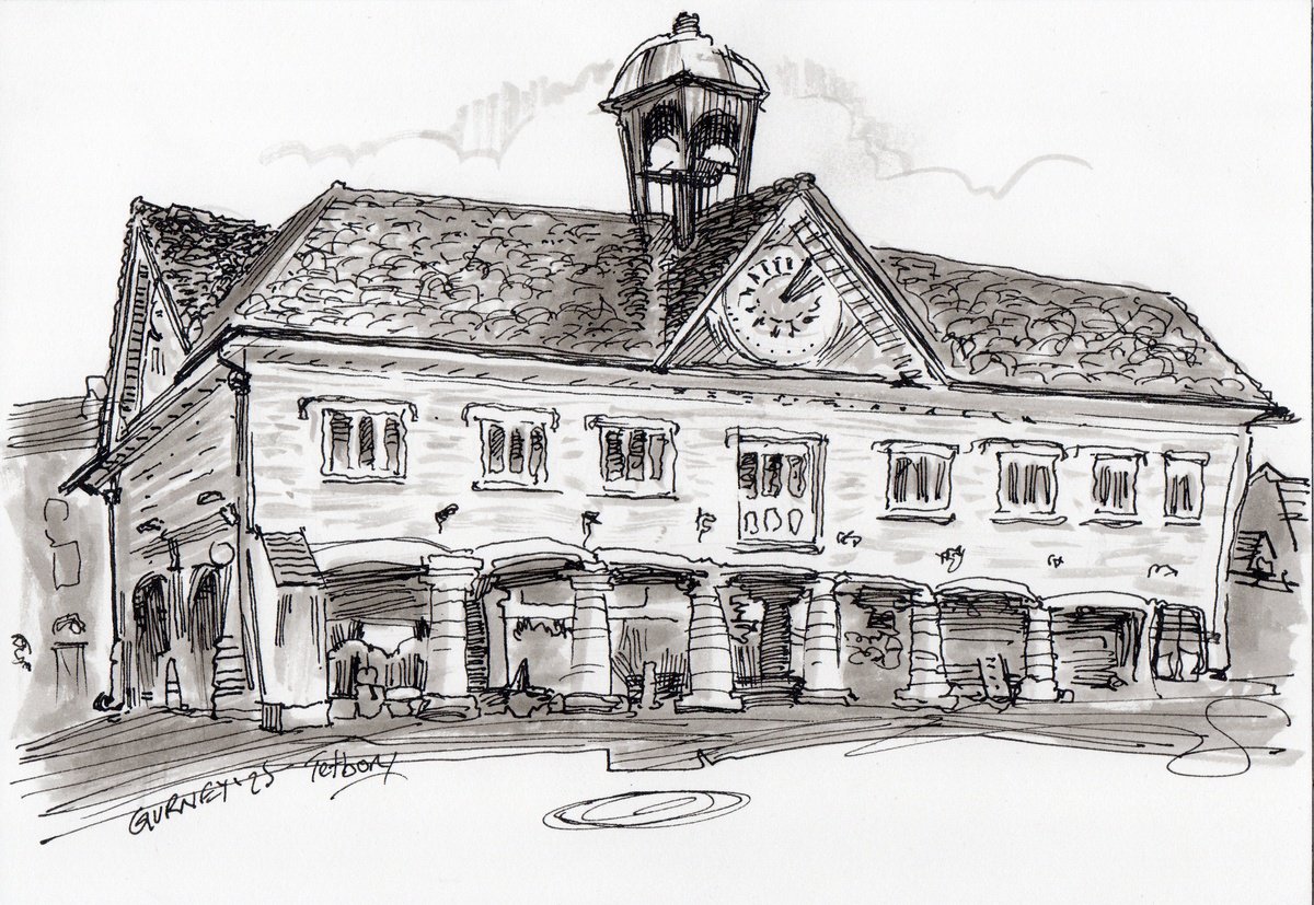 Landscape Ink Drawing By Paul Gurney, 10 X 7", Tetbury Sketch, Original Artwork