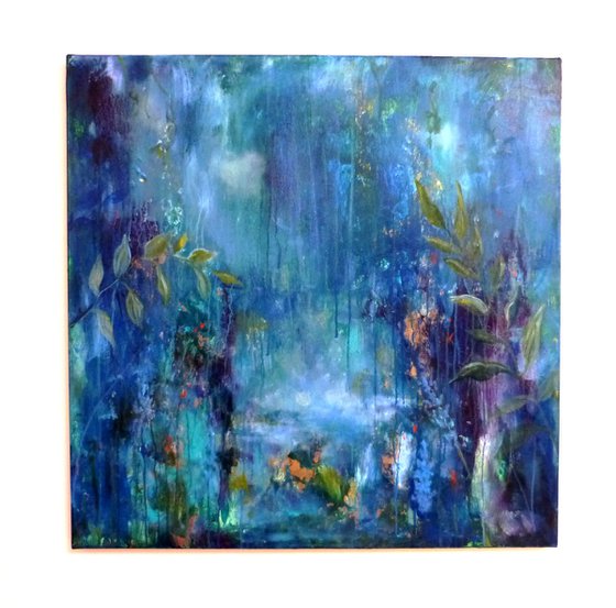 Under the waterfall 70 x 70 cm.Semi abstract.