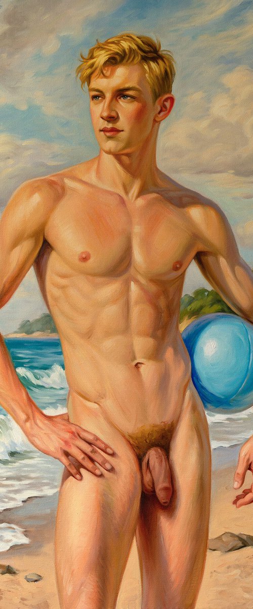 SUMMER REVERIE (NUDE MAN ON THE BEACH) by Yaroslav Sobol