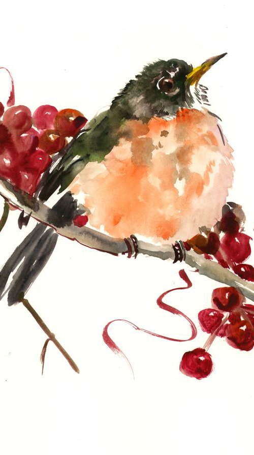 Bird art, American Robin by Suren Nersisyan