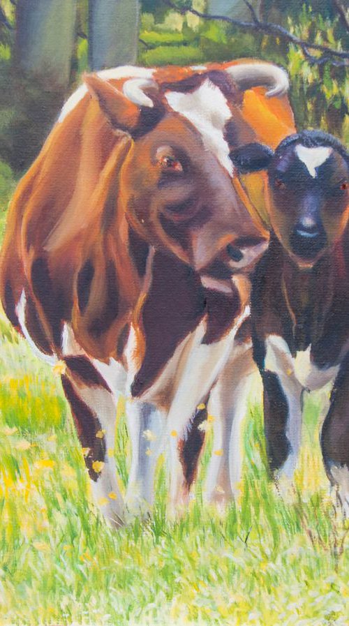 Cow with calf by Norma Beatriz Zaro