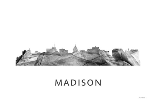Madison Wisconson Skyline WB BW by Marlene Watson