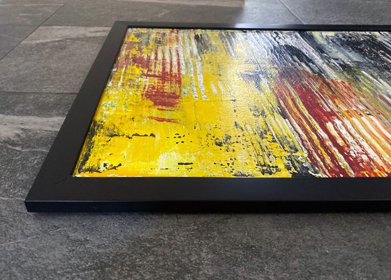 "Tread Lightly" - Original PMS Abstract Acrylic Painting On Wood, Framed - 20" x 26"