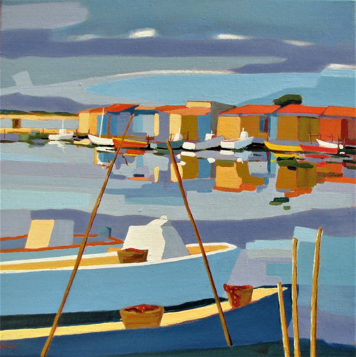 Fishing boats in a small French Harbor by Jean-Noel Le Junter