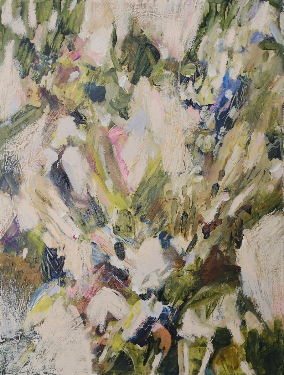 Organic Abstract Acrylic Painting By Egle Ra, 18 X 24, Woodland Glow, Original Artwork