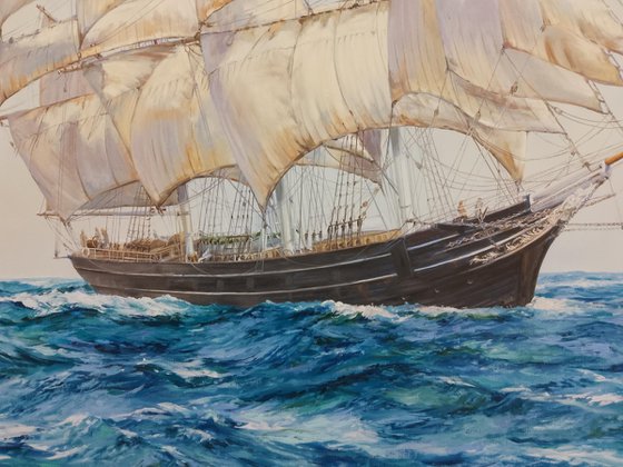 THE CUTTY SARK AT SEA IN FINE WEATHER