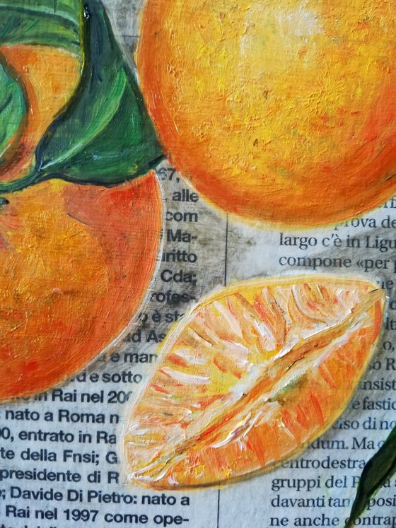 "Tangerines on Newspaper"