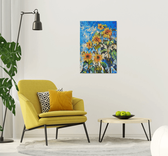 Sunflowers Under the Sky