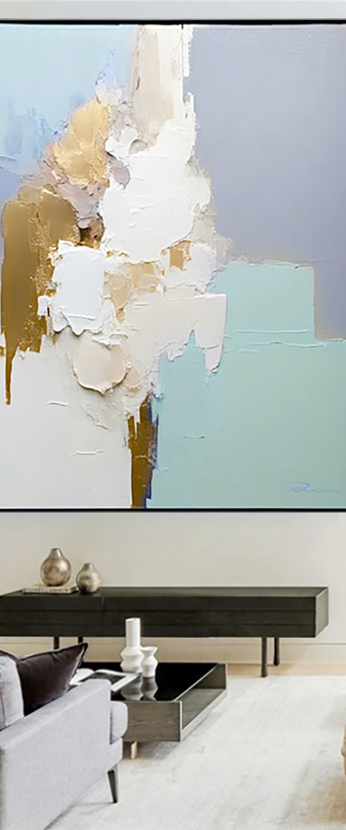 Aqua and Gold Reflections by Indie Ru