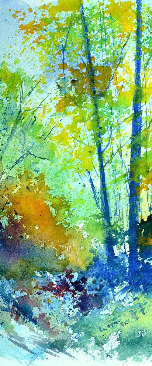 Colourful wood - watercolor by Pol Henry Ledent