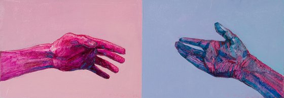blue pink hands