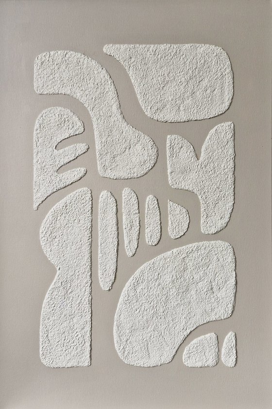 "Rye 3" Gray white abstract textured art