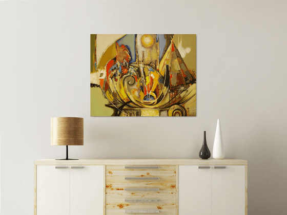Desert sun (70x90cm, oil/canvas, ready to hang)