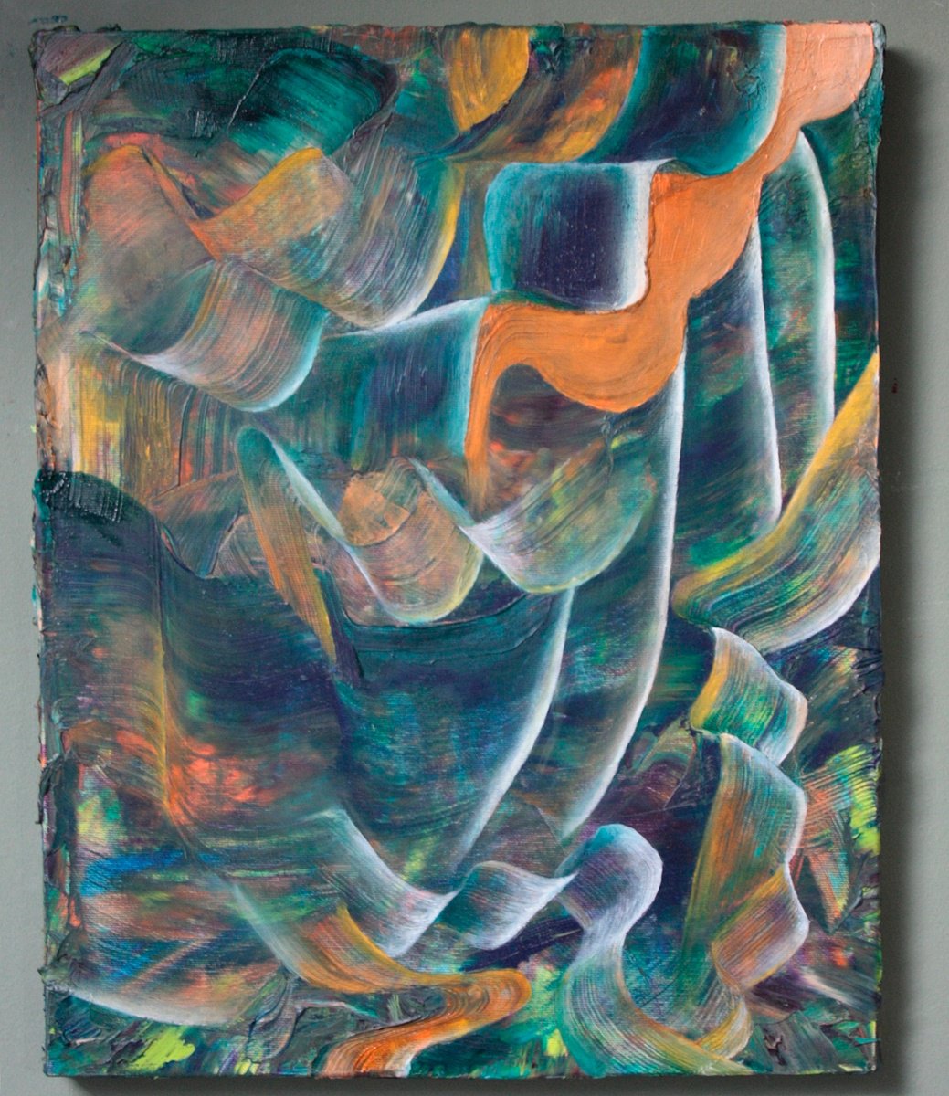 Geometric Abstract Oil Painting By Giuseppe Pastore, 16 X 20, Dove Eravamo Rimasti?, Original Artwork