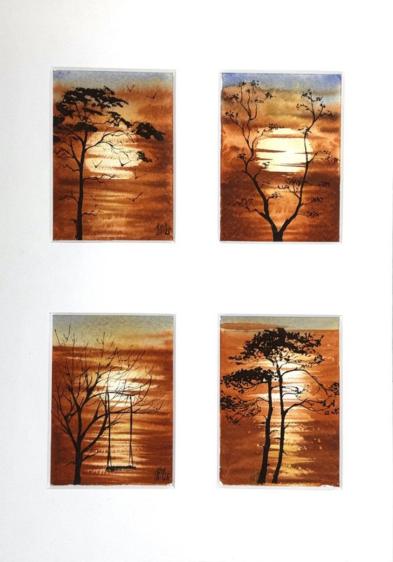 ACEO African mood Sunset