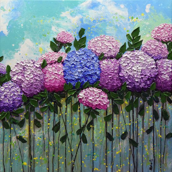 Hydrangeas Large Original Abstract Impasto Painting